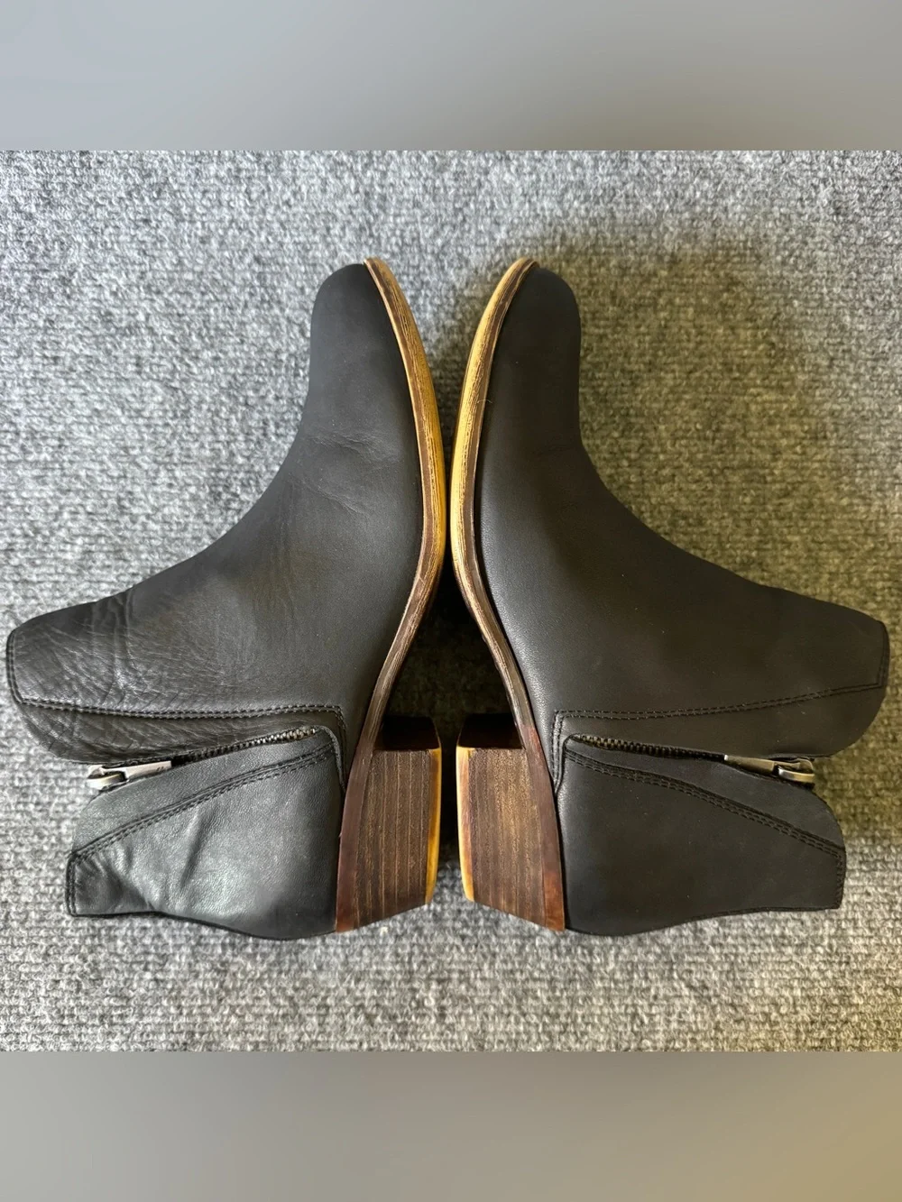 Lucky Brand Brenon Leather Ankle Boots Black Double Zip Booties 9M